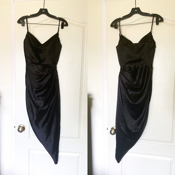 House Of CB Dress Reva Satin Balcony Corset Boned Slit Midi Black XS EUC - Picture 2 of 12